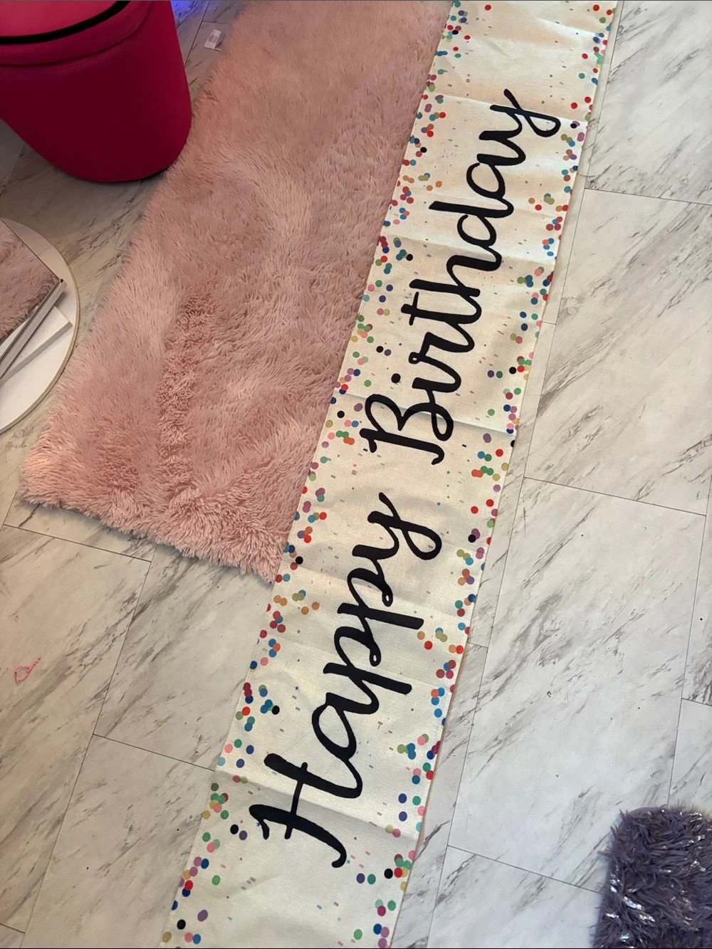 Happy Birthday Banner with Colorful Confetti 109 inches long